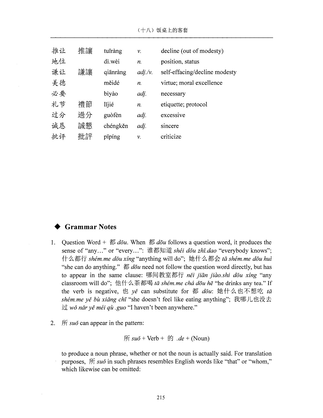 Lesson 18 Page 215 vocabulary
